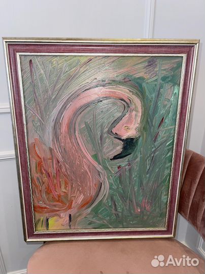 Картина 40 на 50 фламинго масло+постер фламинго