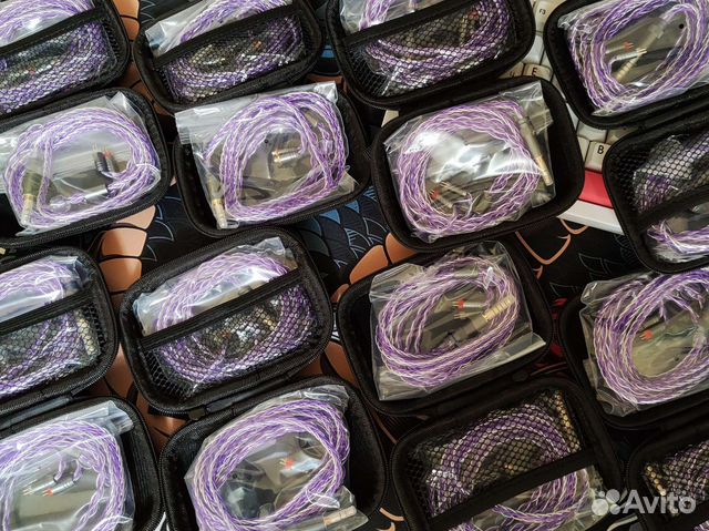 Фиолетовые кабеля для наушников из посеребрянки