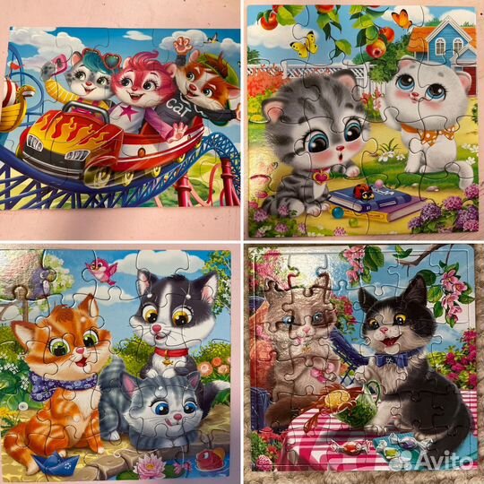 Пазлы кошки 4 шт