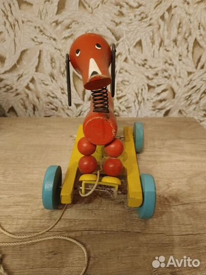 Игрушка СССР. Каталка собачка.Брянский з-д