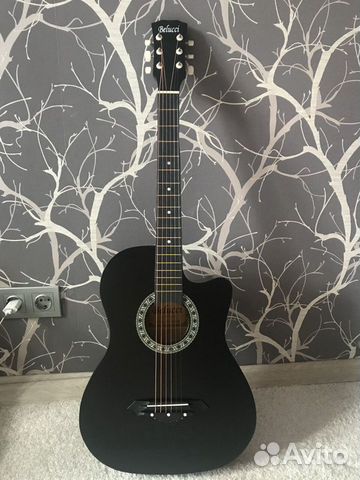 Новая Акустическая гитара матовая черная объявление продам