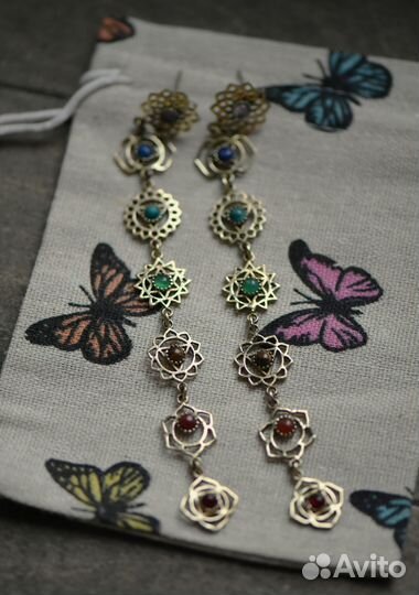 Серьги чакры мандала бохо хиппи ретро восток