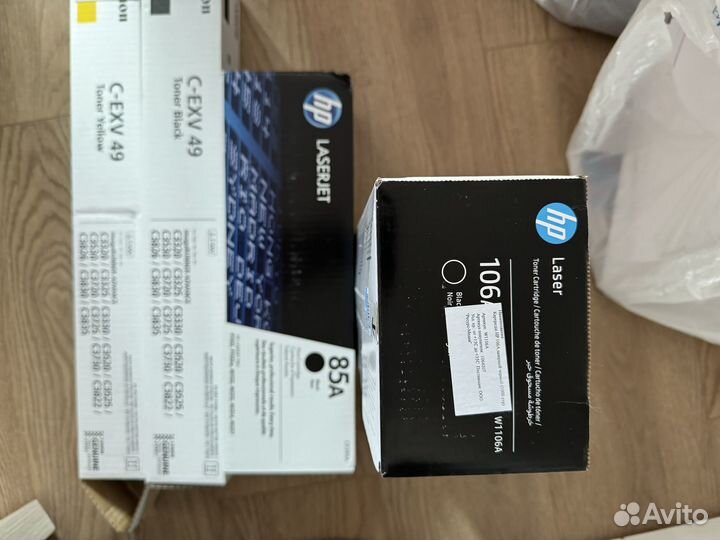 Бу картриджи canon hp 106A 85A C-EXV 49 желтый