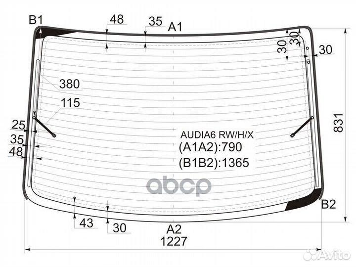 Стекло заднее с обогревом audi A6/S6 4D 97-04 A