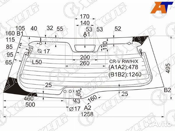 Стекло заднее honda CR-V