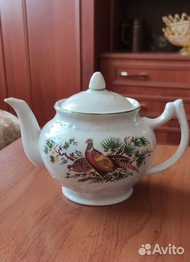 Чайник с фазанами заварочный СССР завод Вербилки