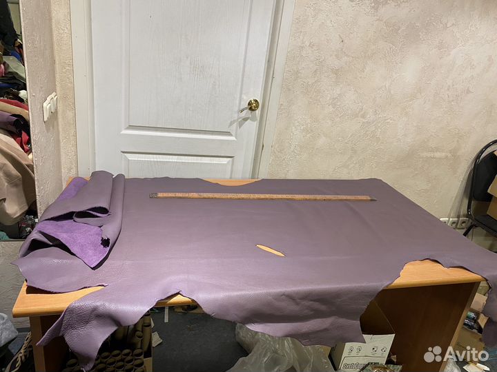 Натуральная кожа крс 1,4 мм цв. сиреневый 195дм2 ш