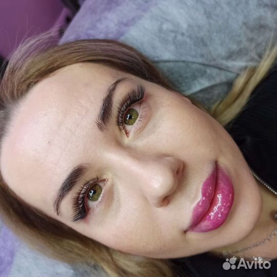 Наращивание ресниц, перманент брови, веки, губы