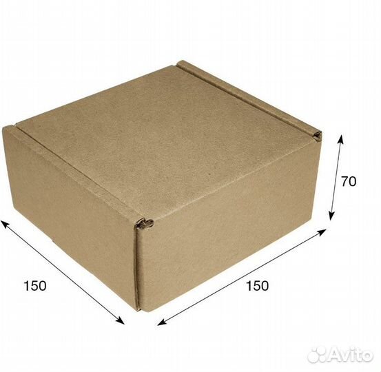 Самосборный короб 150*150*70 мм, бурый