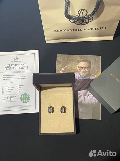 Серебряные серьги Alexandre Vassiliev c фианитами