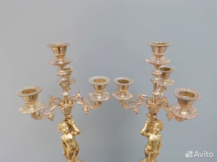 Подсвечники канделябры 19 век бронза золото