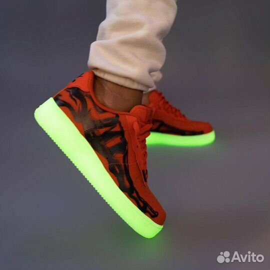 Кроссовки Nike Air Force 1 Skeleton Orange (41-45)