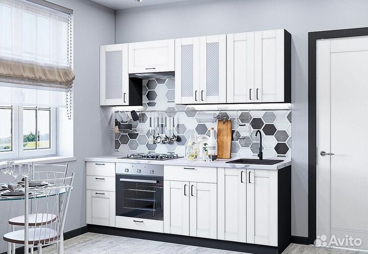 Кухонный гарнитур Лофт-01 Super White, Graphite се