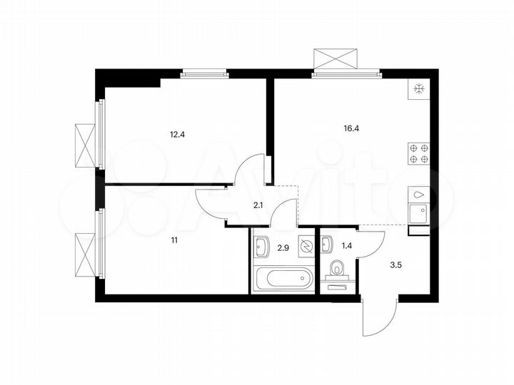 2-к. квартира, 49,7 м², 20/25 эт.