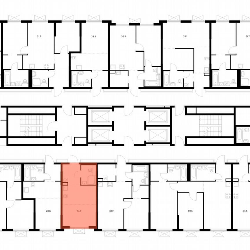 Квартира-студия, 23,8 м², 10/25 эт.