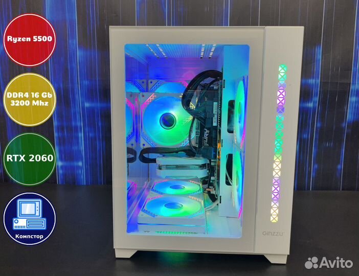 Сборка игрового пк AMD5500-RTX2060-16DDR4-WKX5-A520