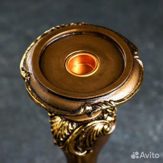 Подсвечник 'Резной с квадратным основанием' бронза