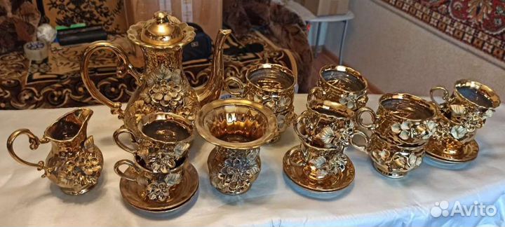 Сервиз Чайный и Кофейный золотой (винтаж СССР) 26п
