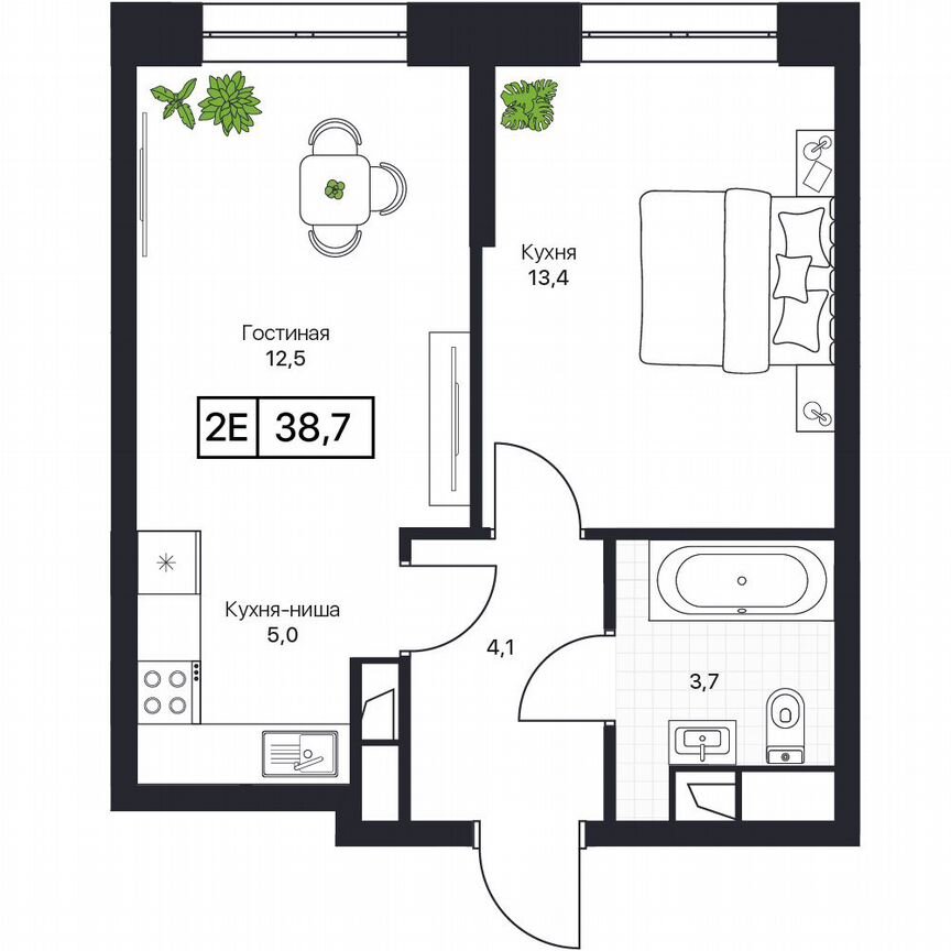 1-к. квартира, 38,7 м², 7/17 эт.