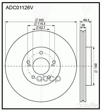 Диск тормозной перед ADC01126V allied nippon