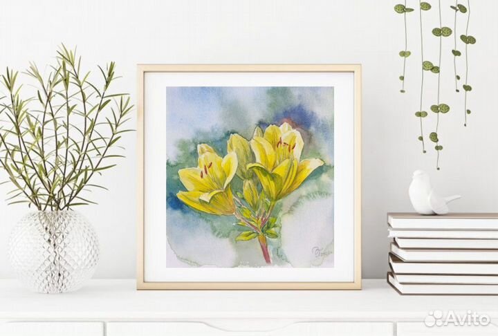 Картина акварель цветы 