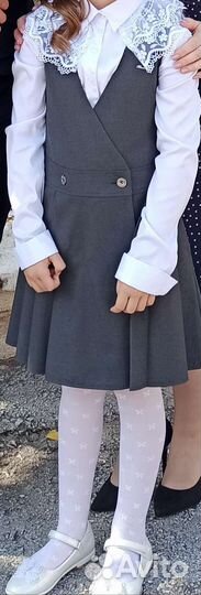 Школьный сарафан 140 серый