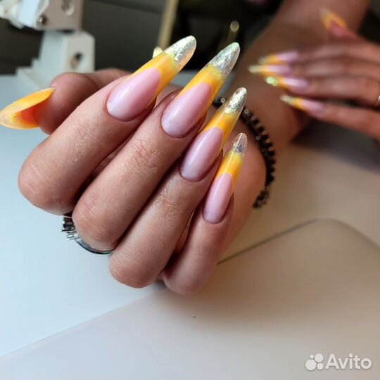 Маникюр, наращивание, Выкладной френч