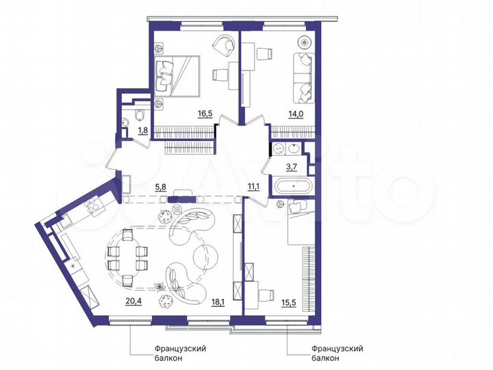 4-к. квартира, 106,7 м², 6/7 эт.