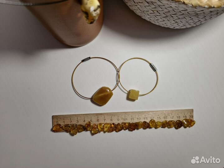 Чокер и браслет натуральный янтарь