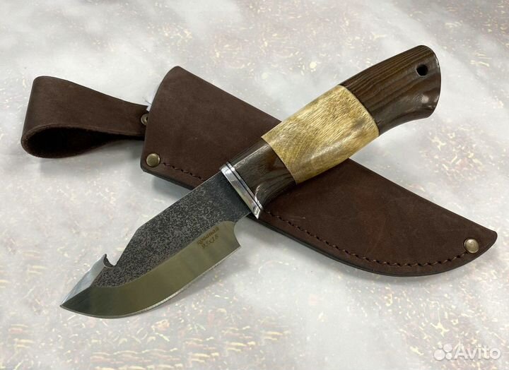 Шкуросъёмный нож Клык, 95х18, карельская береза, в