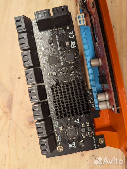 SATA контроллер на 20 hdd SATA + райзер pci-e