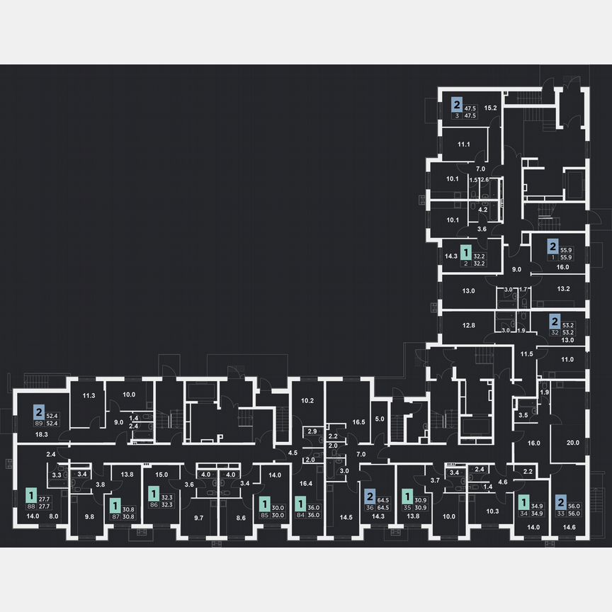 2-к. квартира, 56 м², 1/9 эт.