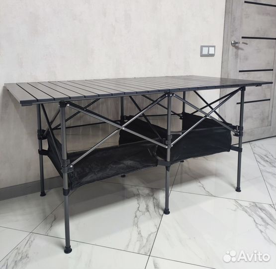 Стол реечный, алюминиевый, складной 140*70