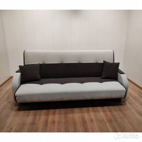 Диван-книжка Лора бежевый/коричневый 210х90