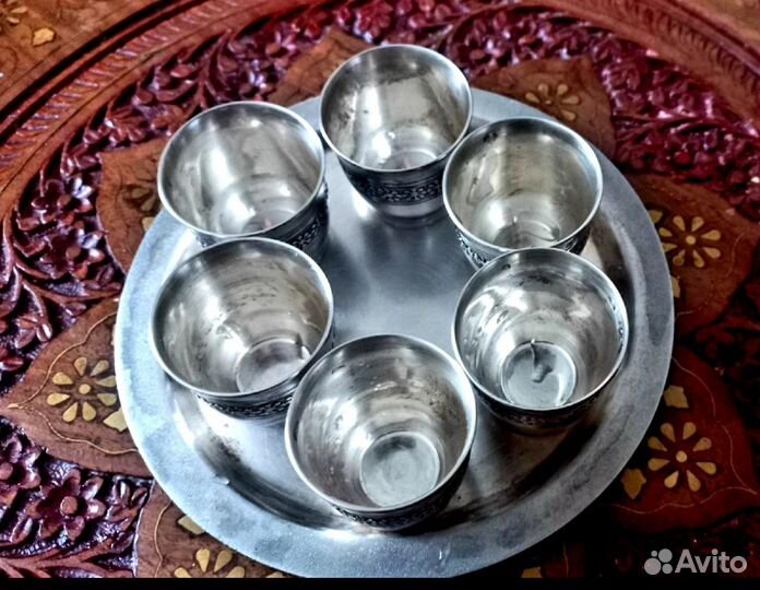 Мельхиоровый винно- коньячный набор