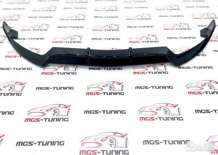 Губа переднего бампера W205 дорест черный глянец