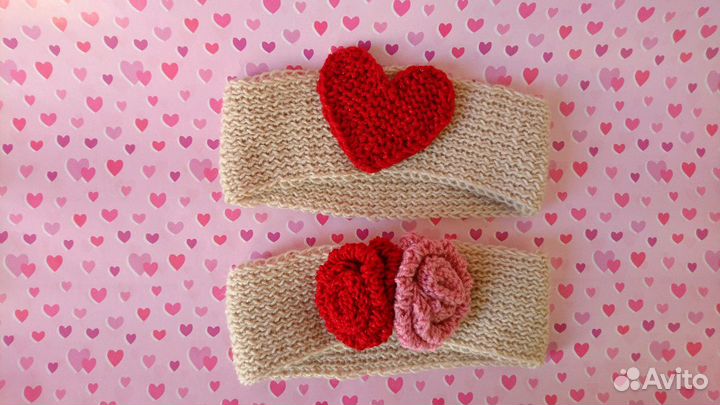 Повязка на голову Сердечко и Цветы