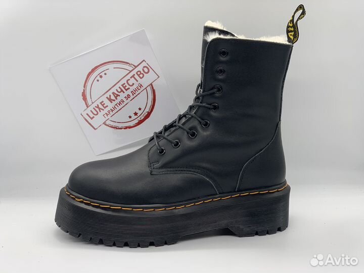 DR. Martens 1460 Jadon Black Platform Белый мех