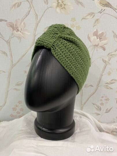 Повязка на голову вязаная с мухоморами