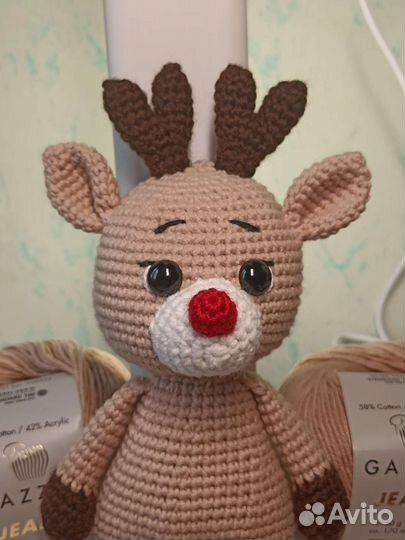 Мягкие игрушки олень Ручная работа Вязаная