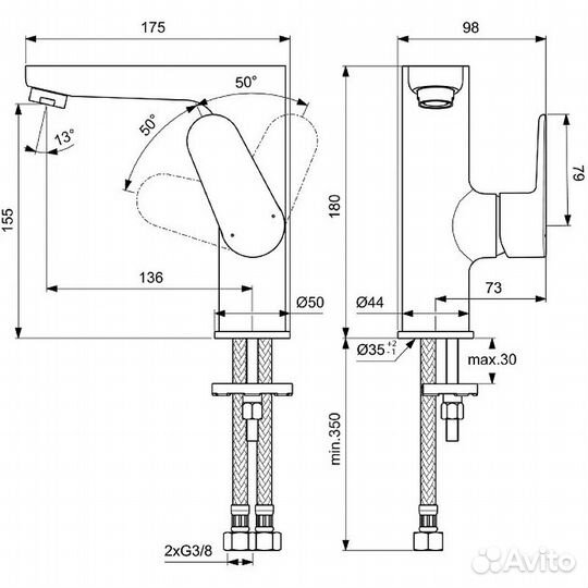 Смеситель для раковины Ideal Standard bc555aa Хром