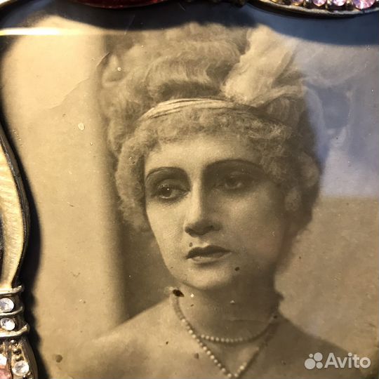 Старинная фотография в эмалевой рамке 1922 г