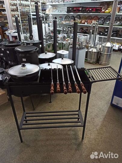 Мангал 820мм с решеткой, полкой, кольцом под казан