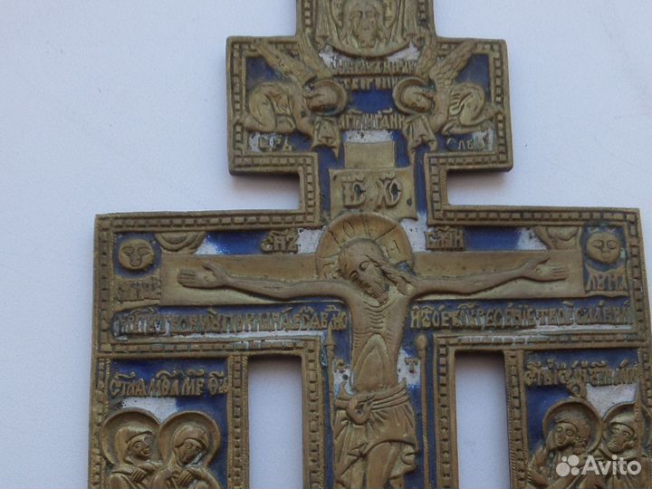 Крест с 2 эмалями, размер 22,0х 14,2 см. 19 век
