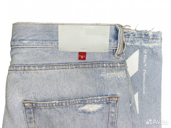 Off-White джинсы с потертой отделкой, 31 (S-M)