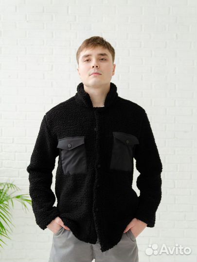 Куртка мужская, кофта меховая чёрная (L)