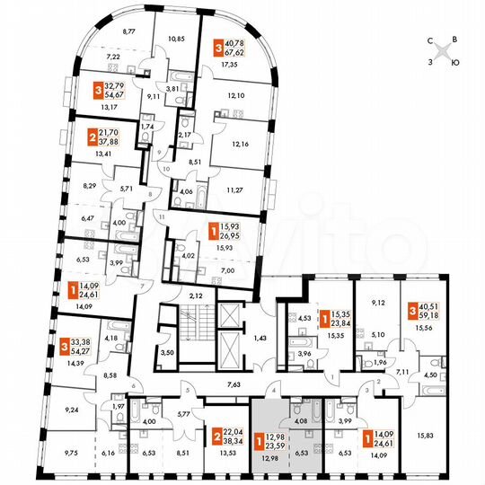 1-к. апартаменты, 23,6 м², 11/15 эт.