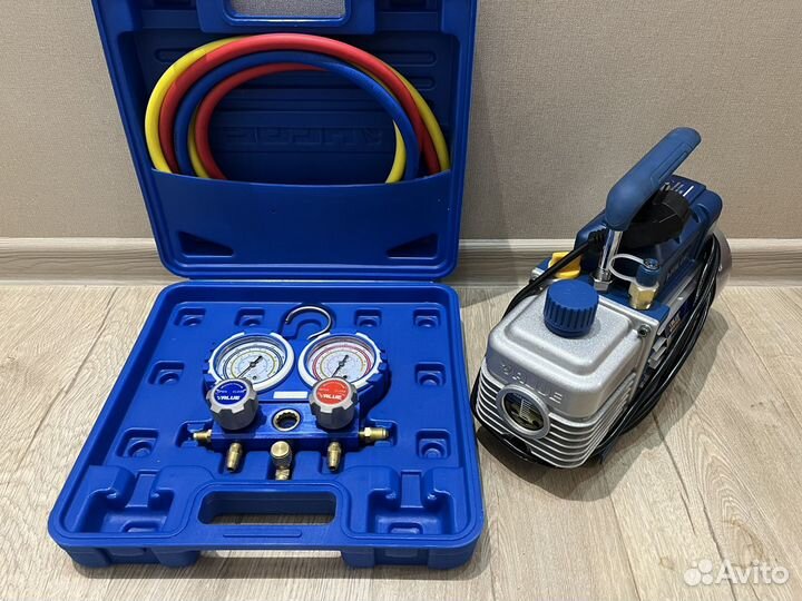 Вакуумный насос + манометр. коллектор + вальцовка