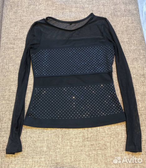 Кофта с прозрачными вставками черная S/M размер