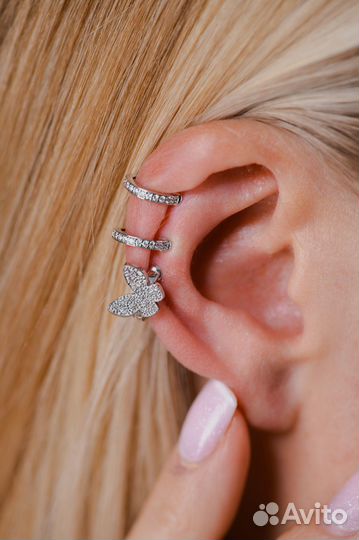 Серьги DeRosa White Gold Butterfly Cuff 0,35 ct Ro